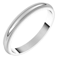 18K White Gold 2.5 mm Milgrain Half Round Wedding Band 1