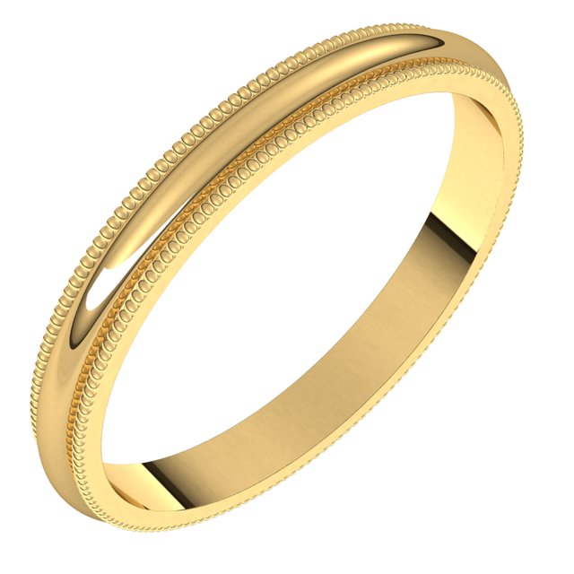 14K Yellow Gold 2.5 mm Milgrain Half Round Wedding Band 1