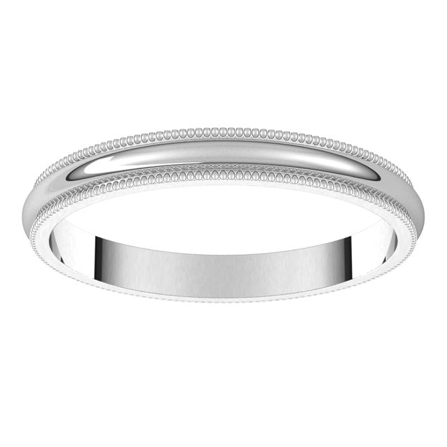 18K White Gold 2.5 mm Milgrain Half Round Wedding Band 3