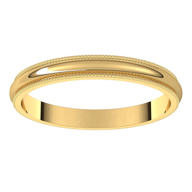 18K Yellow Gold 2.5 mm Milgrain Half Round Wedding Band 3