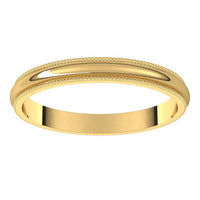 18K Yellow Gold 2.5 mm Milgrain Half Round Wedding Band 3