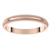 14K Rose Gold 2.5 mm Milgrain Half Round Wedding Band 3