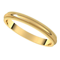 14K Yellow Gold 2.5 mm Milgrain Half Round Wedding Band 5