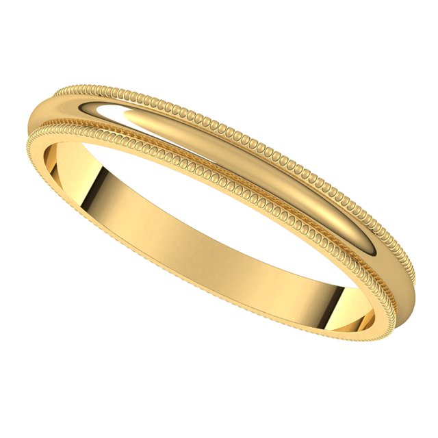 18K Yellow Gold 2.5 mm Milgrain Half Round Wedding Band 5