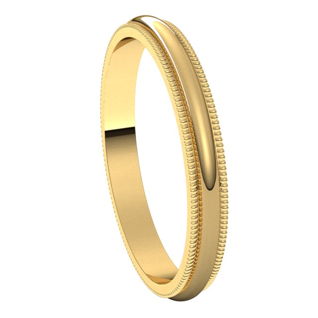 18K Yellow Gold 2.5 mm Milgrain Half Round Wedding Band 6