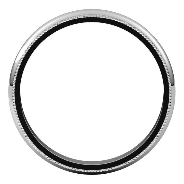 14K White Gold 3 mm Milgrain Half Round Wedding Band 2