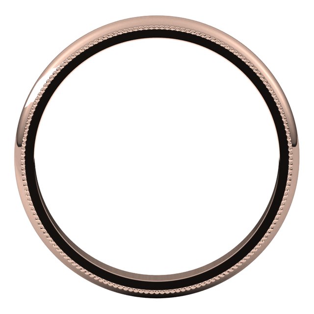 14K Rose Gold 3 mm Milgrain Half Round Wedding Band 2