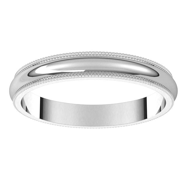 Sterling Silver 3 mm Milgrain Half Round Wedding Band 3
