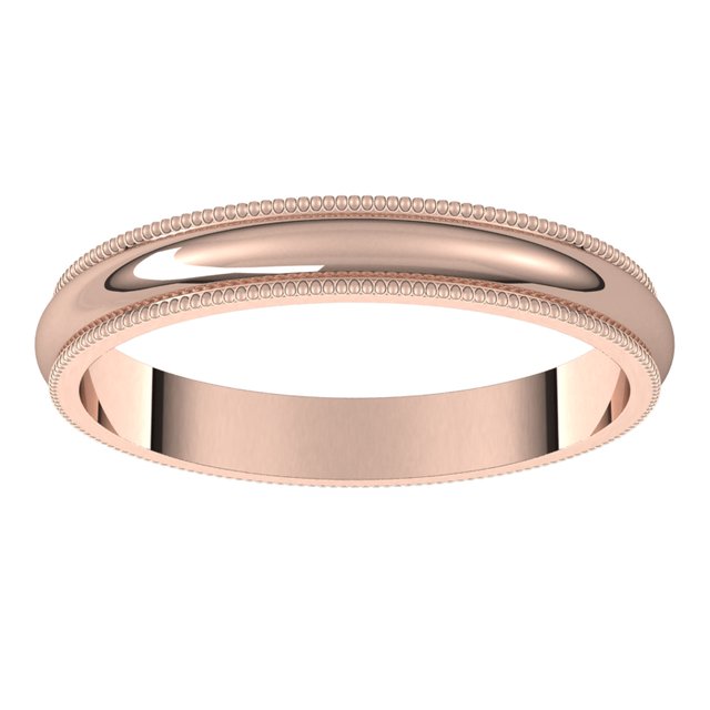 14K Rose Gold 3 mm Milgrain Half Round Wedding Band 3