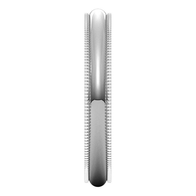14K White Gold 3 mm Milgrain Half Round Wedding Band 4