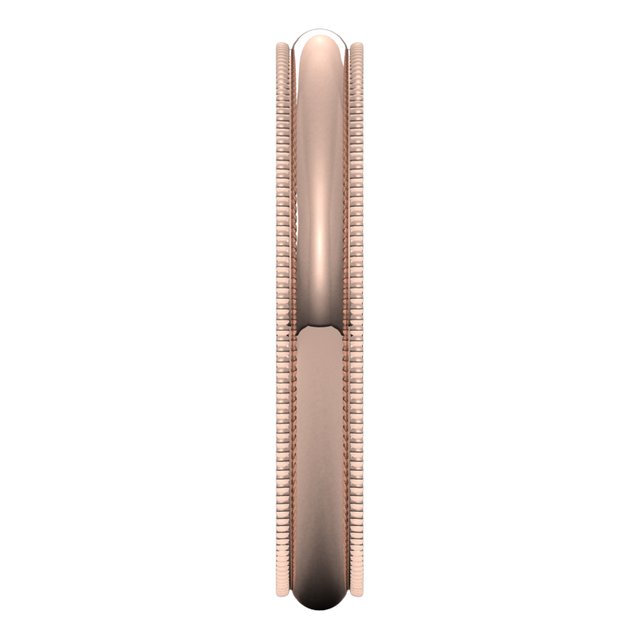 14K Rose Gold 3 mm Milgrain Half Round Wedding Band 4