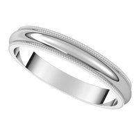 18K White Gold 3 mm Milgrain Half Round Wedding Band 5