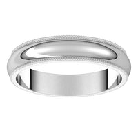 14K White Gold 4 mm Milgrain Half Round Wedding Band 3