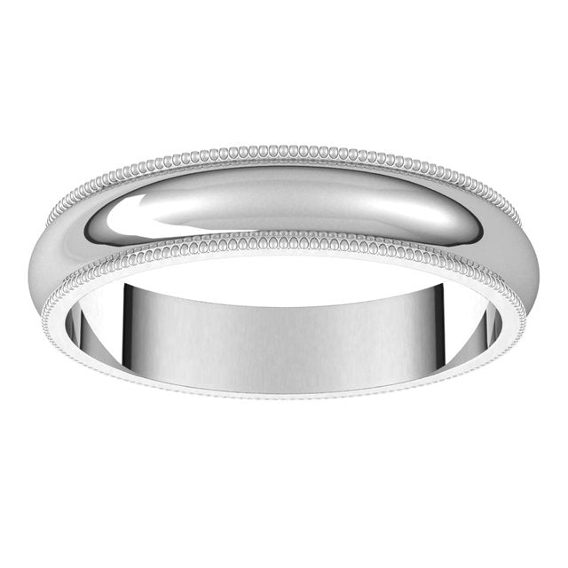 18K White Gold 4 mm Milgrain Half Round Wedding Band 3