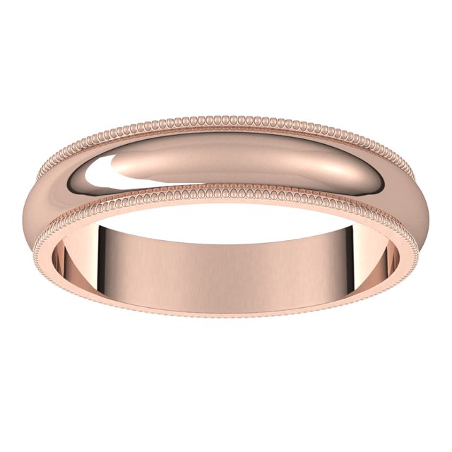 14K Rose Gold 4 mm Milgrain Half Round Wedding Band 3