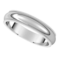 18K White Gold 4 mm Milgrain Half Round Wedding Band 5