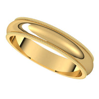 18K Yellow Gold 4 mm Milgrain Half Round Wedding Band 5