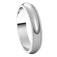 14K White Gold 4 mm Milgrain Half Round Wedding Band 6