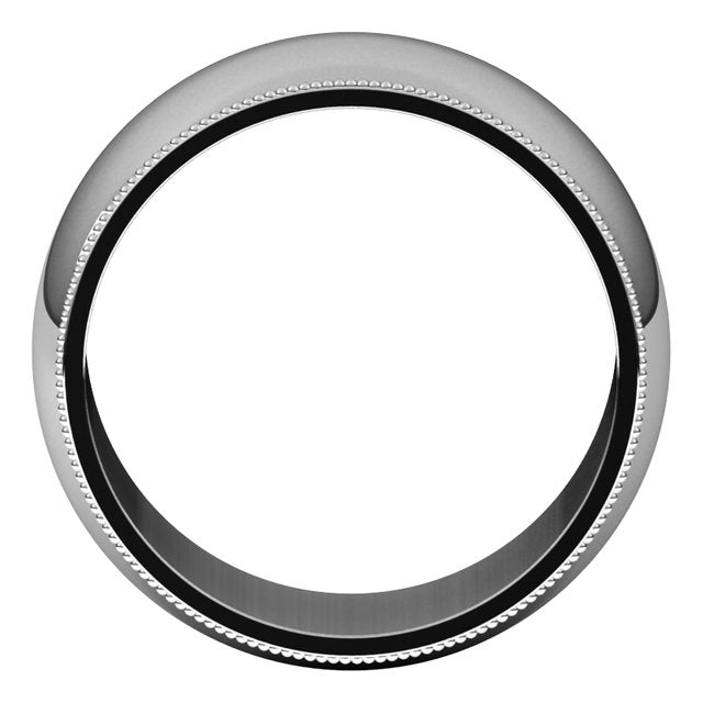 14K White Gold 10 mm Milgrain Half Round Wedding Band 2