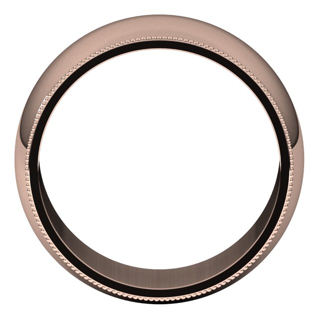 14K Rose Gold 10 mm Milgrain Half Round Wedding Band 2