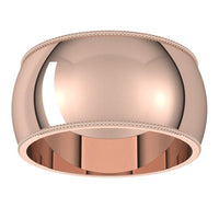 14K Rose Gold 10 mm Milgrain Half Round Wedding Band 3