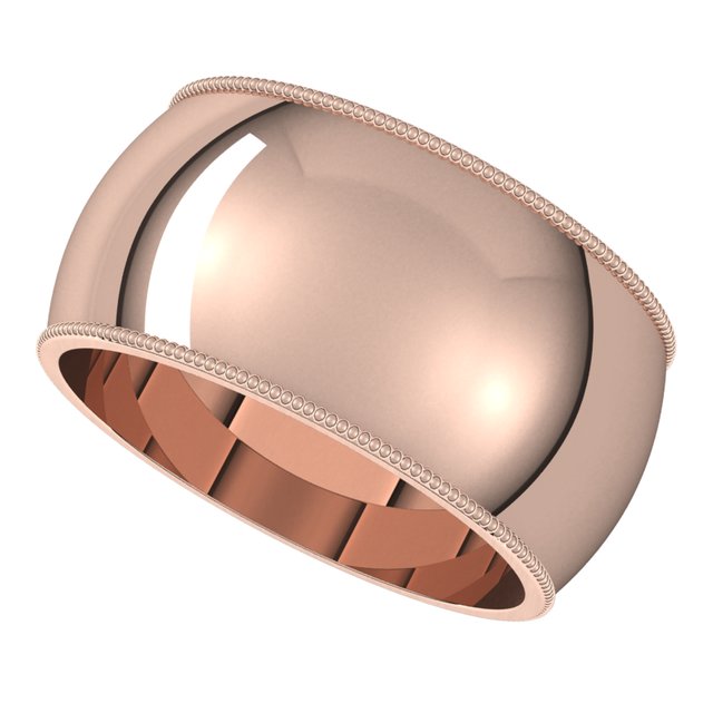 14K Rose Gold 10 mm Milgrain Half Round Wedding Band 5