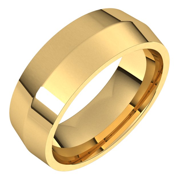 14K Yellow Gold 7 mm Knife Edge Comfort Fit Wedding Band 1