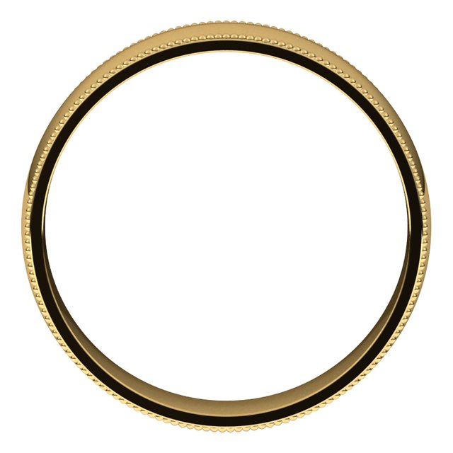 14K Yellow Gold 5 mm Milgrain Half Round Comfort Fit Light Wedding Band 2