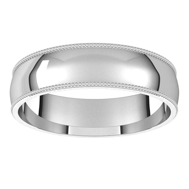 Platinum 5 mm Milgrain Half Round Comfort Fit Light Wedding Band 3