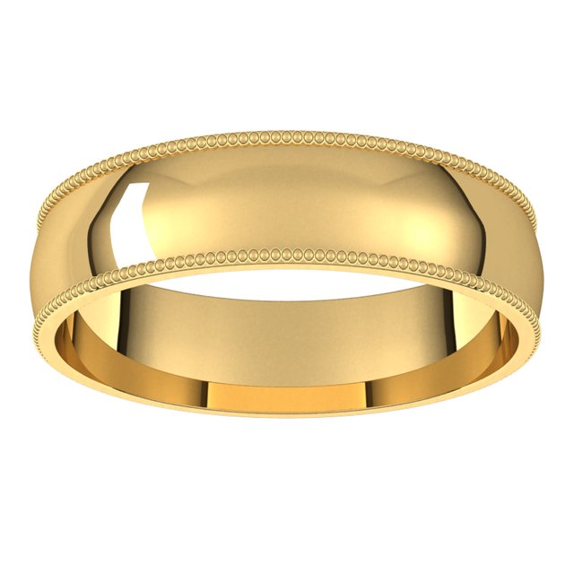 14K Yellow Gold 5 mm Milgrain Half Round Comfort Fit Light Wedding Band 3