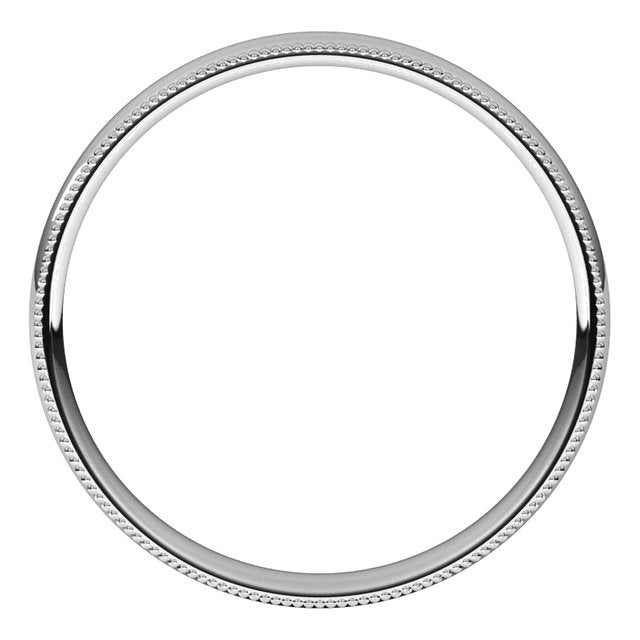 14K White Gold 3 mm Milgrain Half Round Comfort Fit Light Wedding Band 2