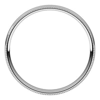 14K White Gold 3 mm Milgrain Half Round Comfort Fit Light Wedding Band 2