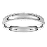 14K White Gold 3 mm Milgrain Half Round Comfort Fit Light Wedding Band 3
