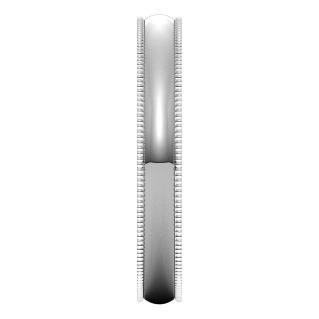 14K White Gold 3 mm Milgrain Half Round Comfort Fit Light Wedding Band 4