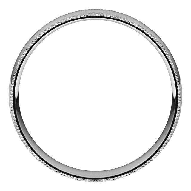 Platinum 4 mm Milgrain Half Round Comfort Fit Light Wedding Band 2