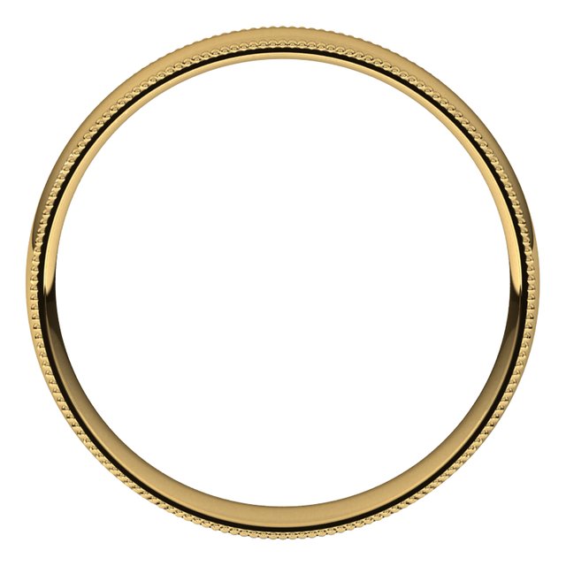 14K Yellow Gold 4 mm Milgrain Half Round Comfort Fit Light Wedding Band 2