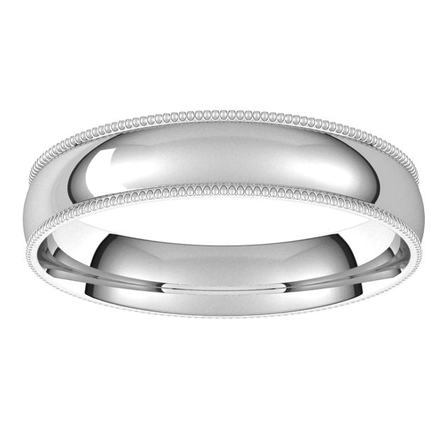 Platinum 4 mm Milgrain Half Round Comfort Fit Light Wedding Band 3