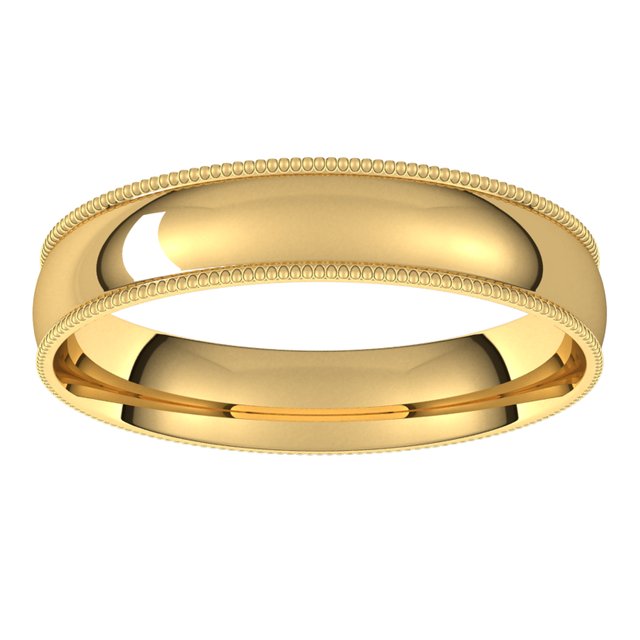 14K Yellow Gold 4 mm Milgrain Half Round Comfort Fit Light Wedding Band 3