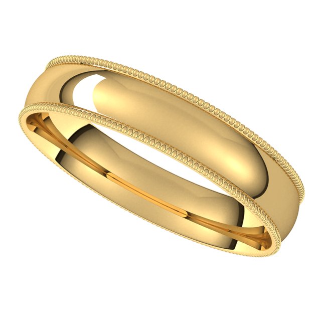 14K Yellow Gold 4 mm Milgrain Half Round Comfort Fit Light Wedding Band 5