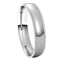 Platinum 4 mm Milgrain Half Round Comfort Fit Light Wedding Band 6