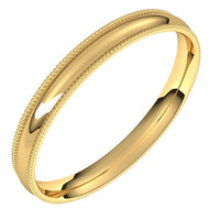 14K Yellow Gold 2.5 mm Milgrain Half Round Comfort Fit Light Wedding Band 1