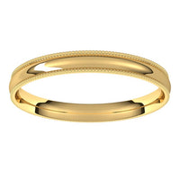 14K Yellow Gold 2.5 mm Milgrain Half Round Comfort Fit Light Wedding Band 3