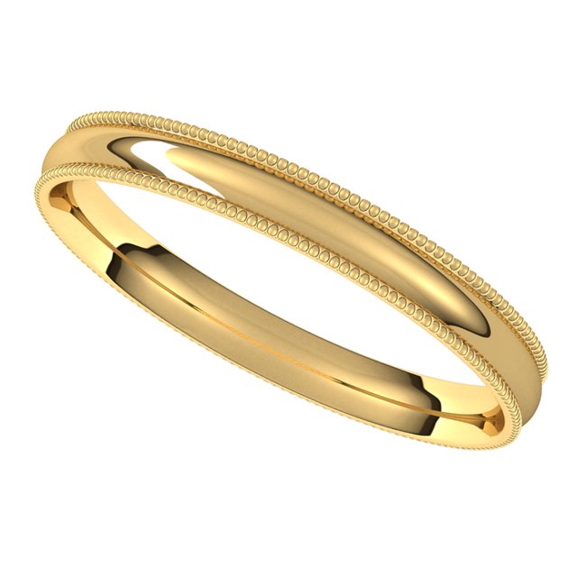 14K Yellow Gold 2.5 mm Milgrain Half Round Comfort Fit Light Wedding Band 5