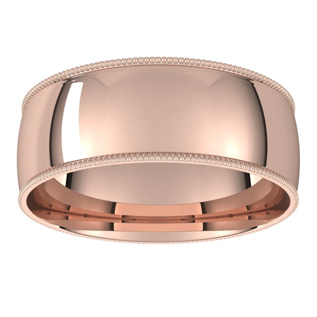 14K Rose Gold 7 mm Milgrain Half Round Comfort Fit Light Wedding Band 3