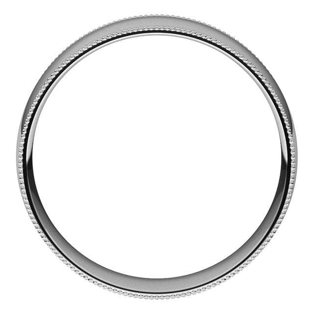 Platinum 6 mm Milgrain Half Round Comfort Fit Light Wedding Band 2