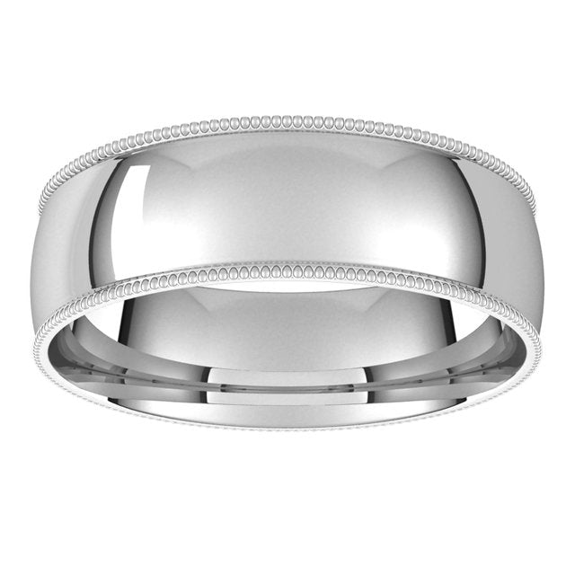 Platinum 6 mm Milgrain Half Round Comfort Fit Light Wedding Band 3