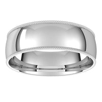 Platinum 6 mm Milgrain Half Round Comfort Fit Light Wedding Band 3
