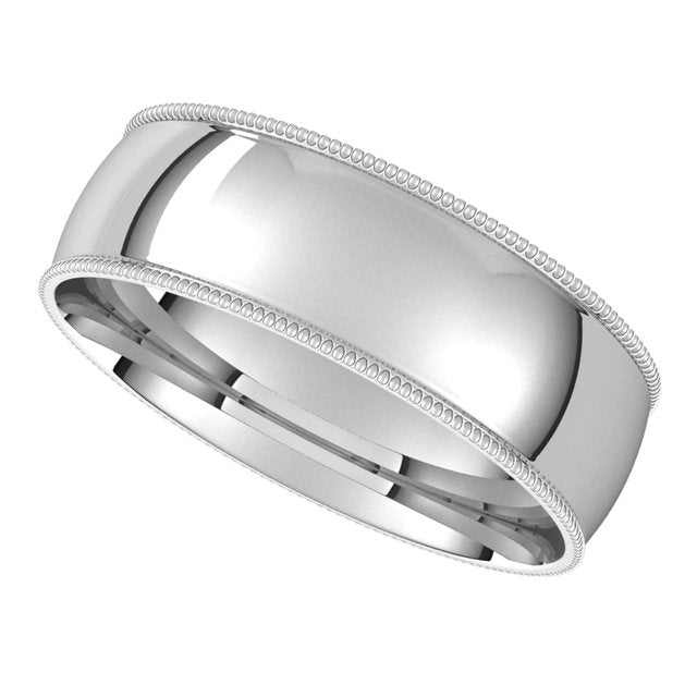 Platinum 6 mm Milgrain Half Round Comfort Fit Light Wedding Band 5
