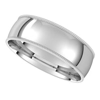 Platinum 6 mm Milgrain Half Round Comfort Fit Light Wedding Band 5