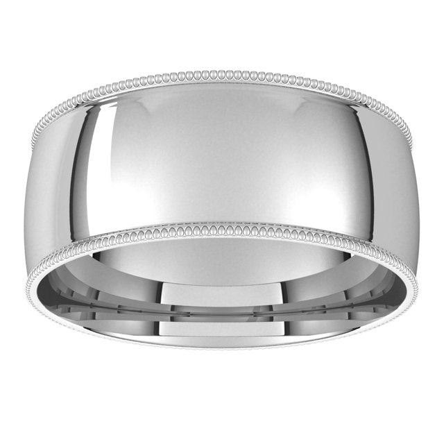 Sterling Silver 8 mm Milgrain Half Round Comfort Fit Light Wedding Band 3